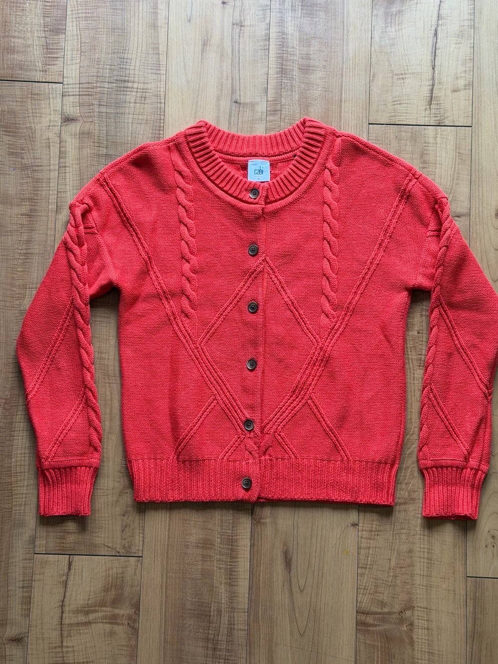 Cabi Cable Knit Button Cardigan Sweater Cotton Blend